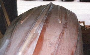 Taping the outside of the hull